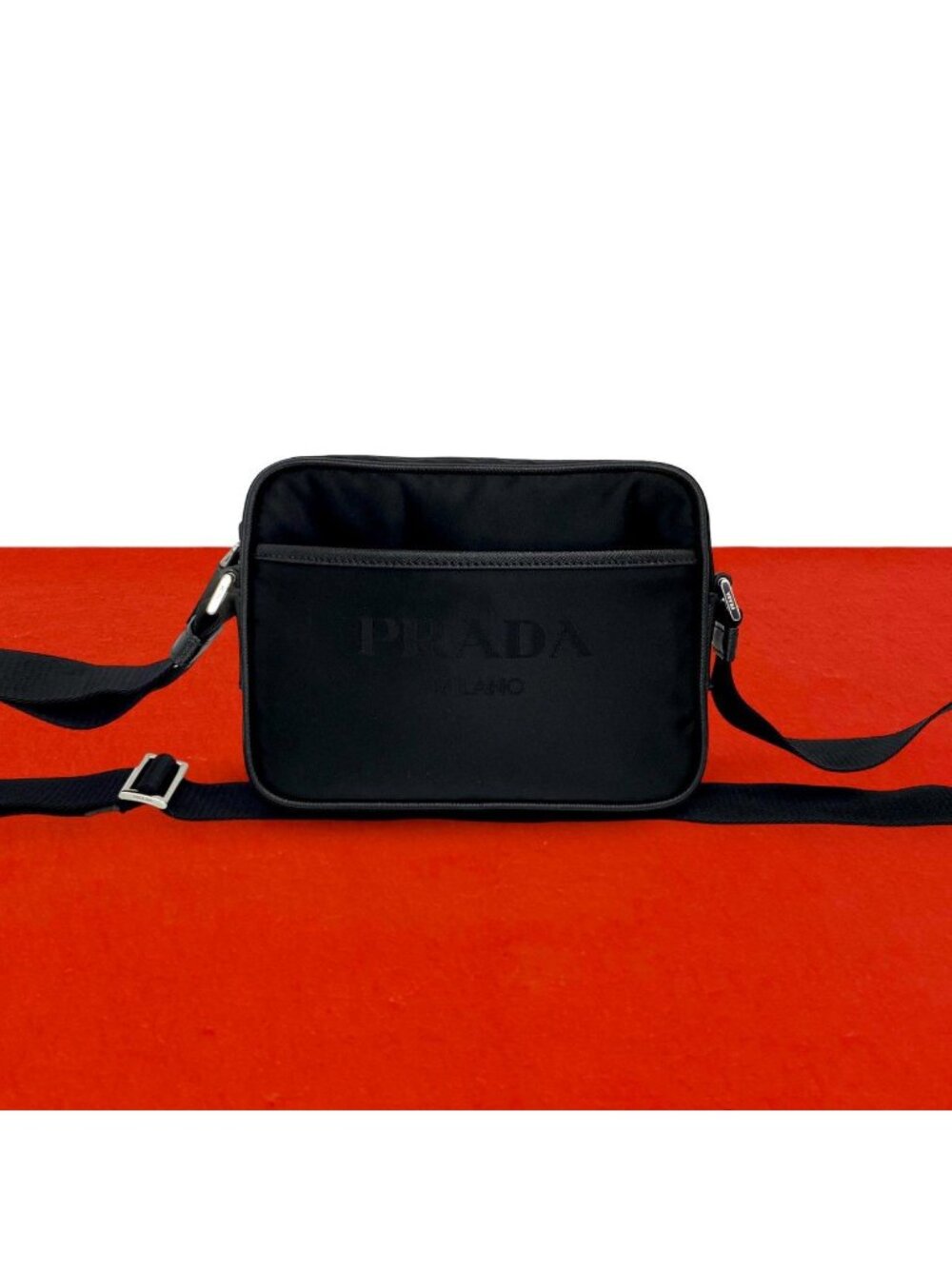 Prada Triangle Logo Tessuto Nylon Saffiano Leather Mini Shoulder Bag Pochette
